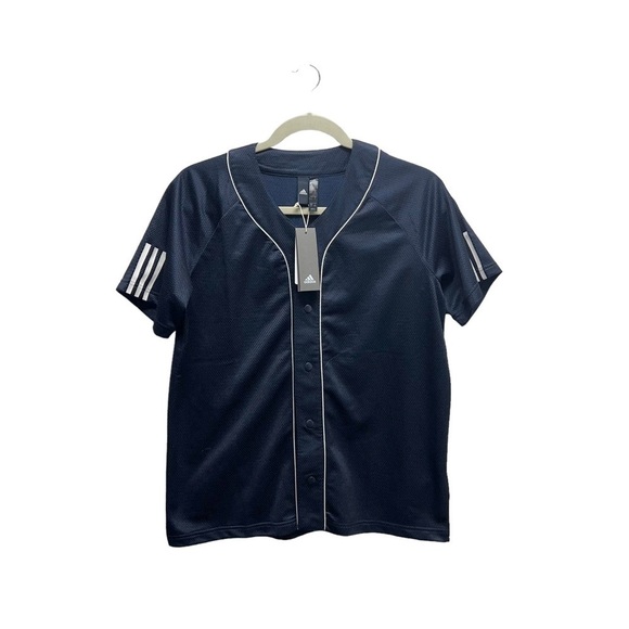Adidas Men's Sport‎ Athletic Streetwear Jersey Blue Three Stripe - Picture 2 of 9